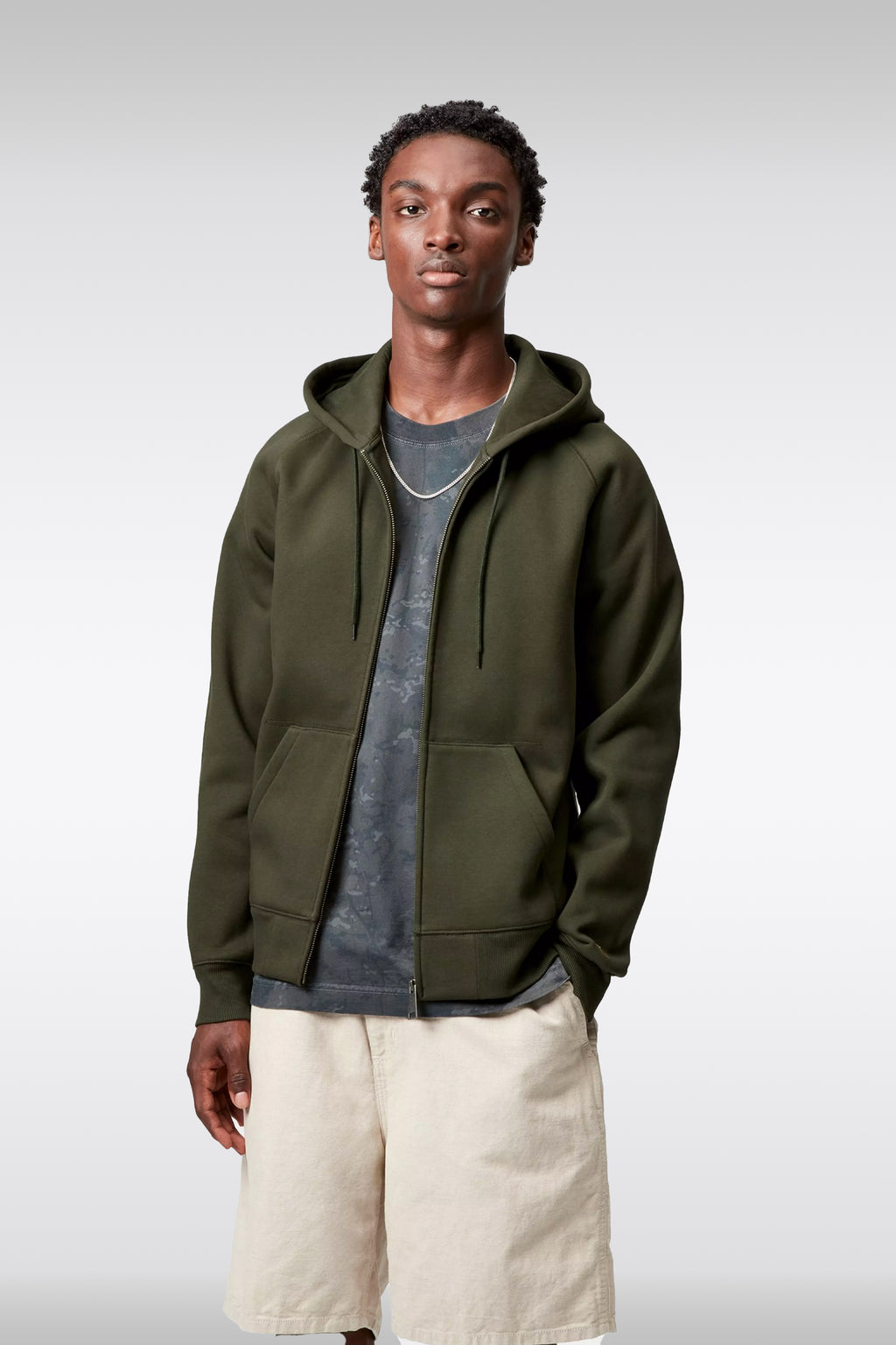 alt-image__Army-green-hoodie-with-zip-fastening---Hooded-Chase-Jacket