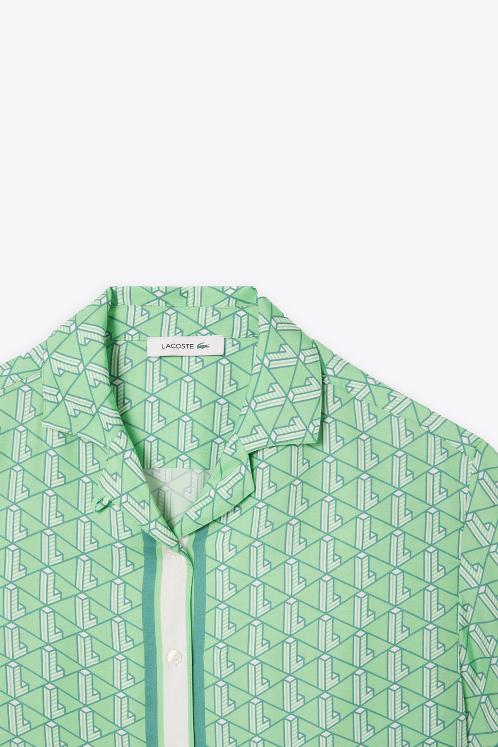 alt-image__Camicia-in-satin-verde-con-stampa-monogram