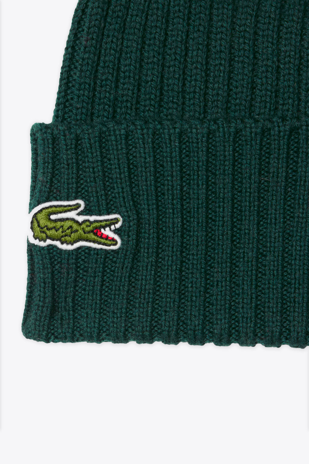 alt-image__Berretto-in-lana-a-coste-verde-scuro-con-logo-ricamato