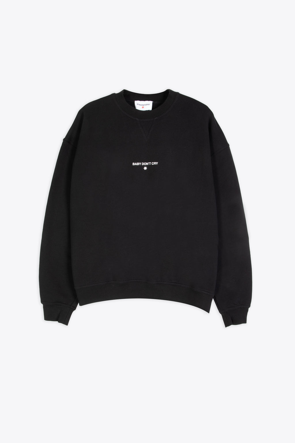 alt-image__Felpa-girocollo-nera-in-cotone-con-slogan-al-petto---Baby-Front-Crewneck