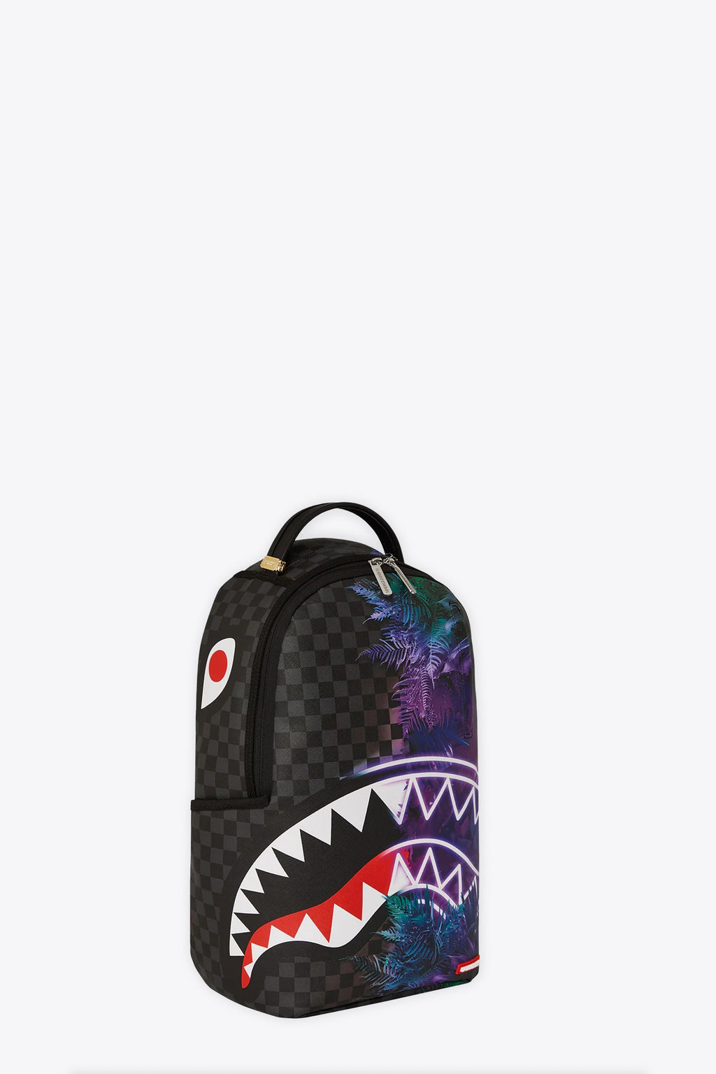 alt-image__Black-check-pvc-backpack-with-tropical-leaves-detail---Treehouse-Party-Dlxsv-Backpack-