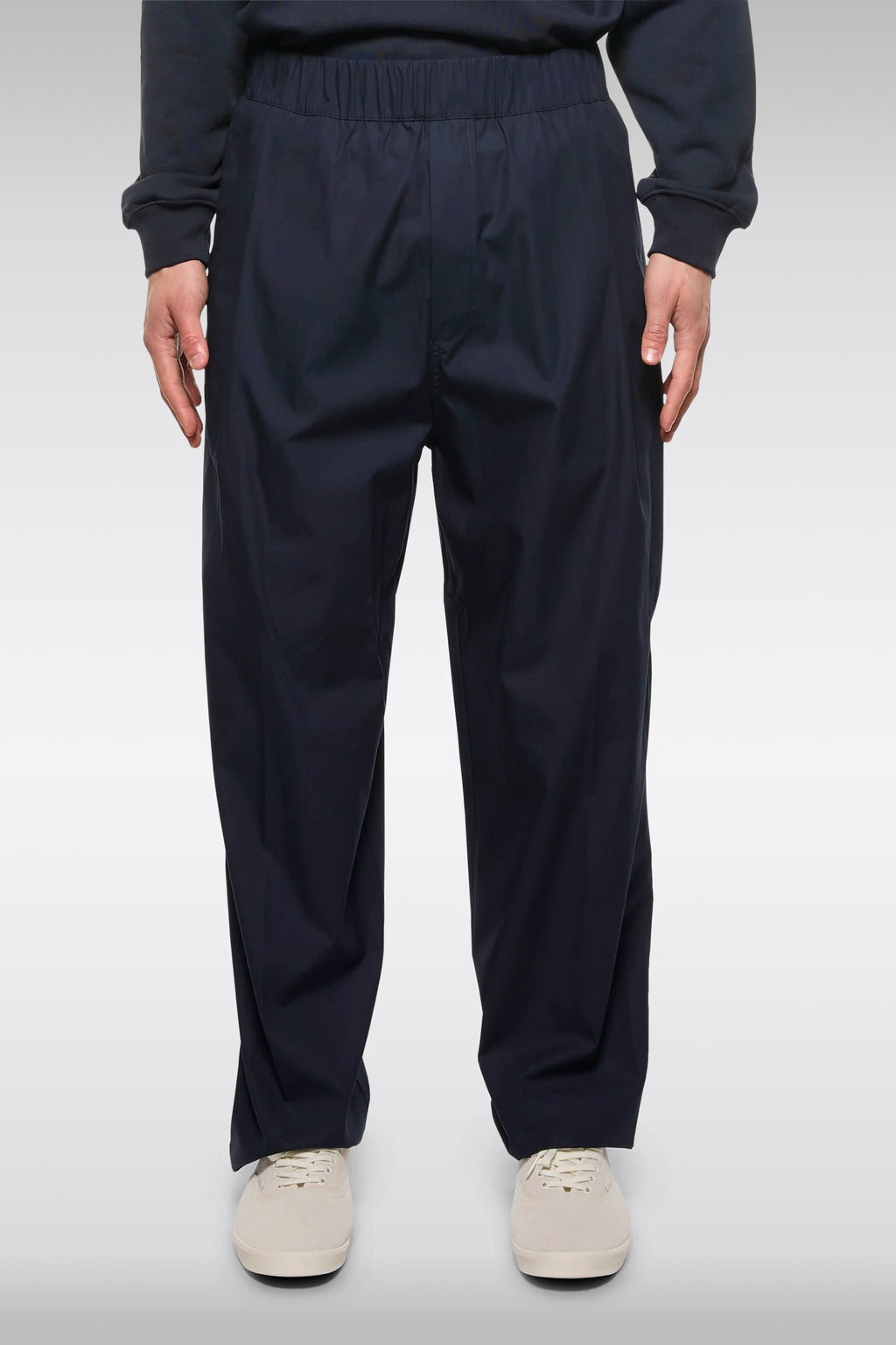 alt-image__Pantalone-ampio-in-popeline-blu-navy-con-elastico-in-vita