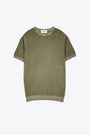 T-shirt in filo di cotone verde militare lavato 
