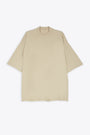 Sand colour cotton oversized t-shirt with raw-cut hems - Tommy T 