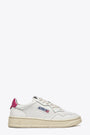 White leather sneaker with fucsia back tab - Medalist 