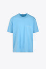 T-shirt oversize in cotone celeste con logo al petto 