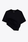 T-shirt nera in cotone con drappeggio - Jersey T-shirt 