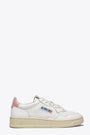 White leather sneaker with powder pink back tab - Medalist 