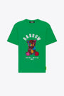 T-shirt verde smeraldo con stampa Teddy bear e logo 