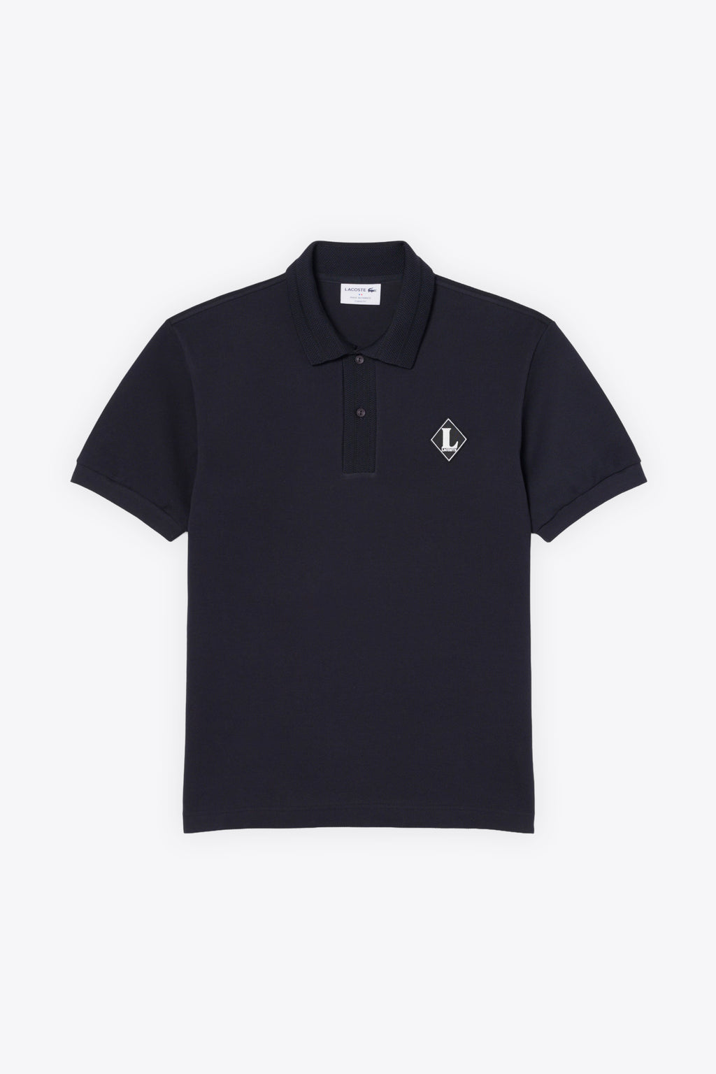 alt-image__Polo-nera-in-cotone-con-colletto-ricamato-e-logo-a-rombo-al-petto