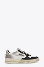 Distressed white leather low sneaker with silver and black detail - Super Vintage Low 