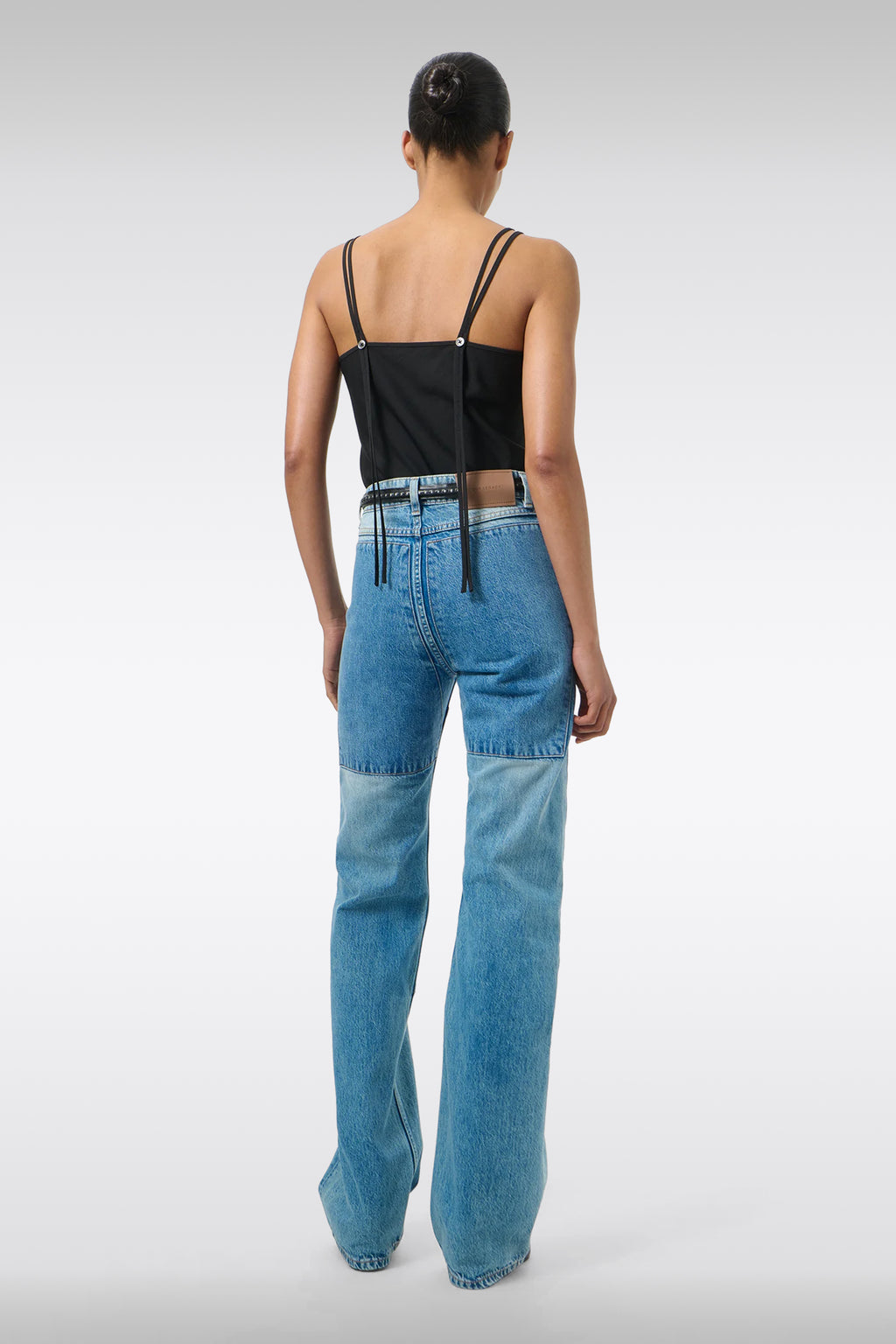 alt-image__Jeans-con-dettaglio-patchwork-in-denim-blu-chiaro---Boot-Cut