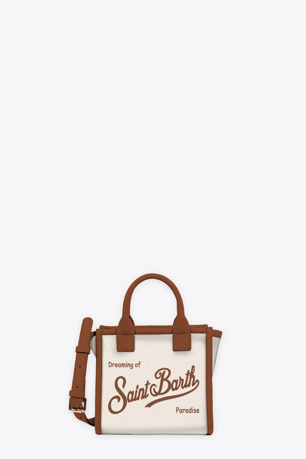 alt-image__Vanity-mini-pelle-c/bordi-contrasto-manici-tracolla-Panna/Cuoio