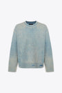 Pullover reversibile in lana celeste con rotture - Reversible Fade Out Knit 