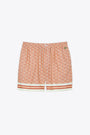 Short in cotone beige con stampa monogram 