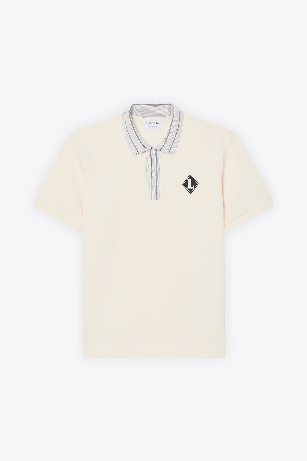 alt-image__Polo-in-cotone-color-panna-con-colletto-ricamato-a-contrasto-e-logo-a-rombo-al-petto