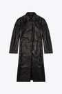 Trench nero in pelle con spalline - L Ancelot 
