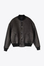 Bomber nero relaxed fit in pelle stropicciata - Eglo Bomber 