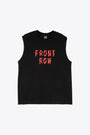 T-shirt nera smanicata in cotone con stampa rossa - Front Row Sleeveless 