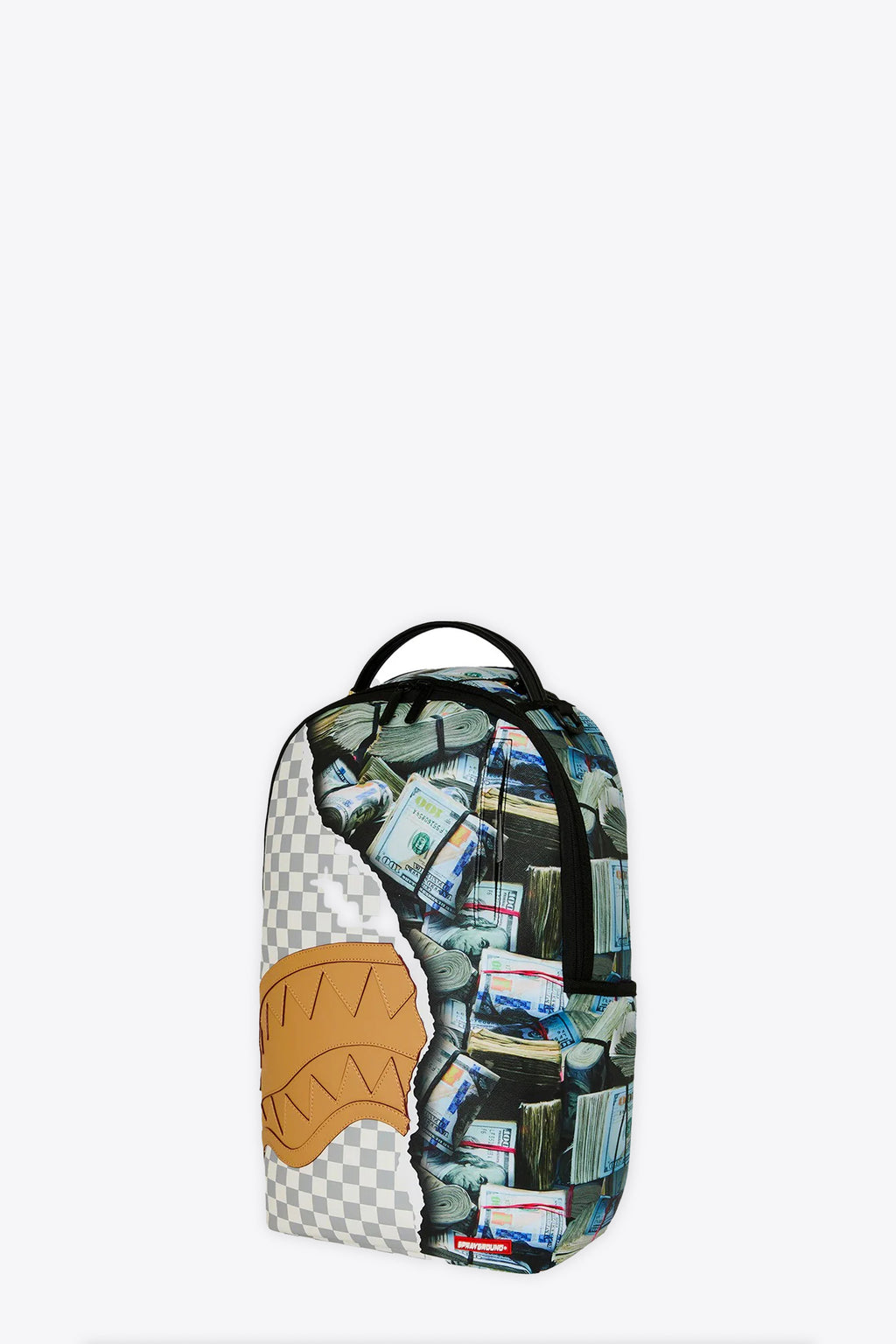alt-image__Zaino-in-pvc-a-scacchi-panna-con-stampa-banconote---Cream-Check-Full-Of-Cash-Backpack