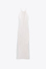 PLEATED HALTER MAXI DRESS-Panna 