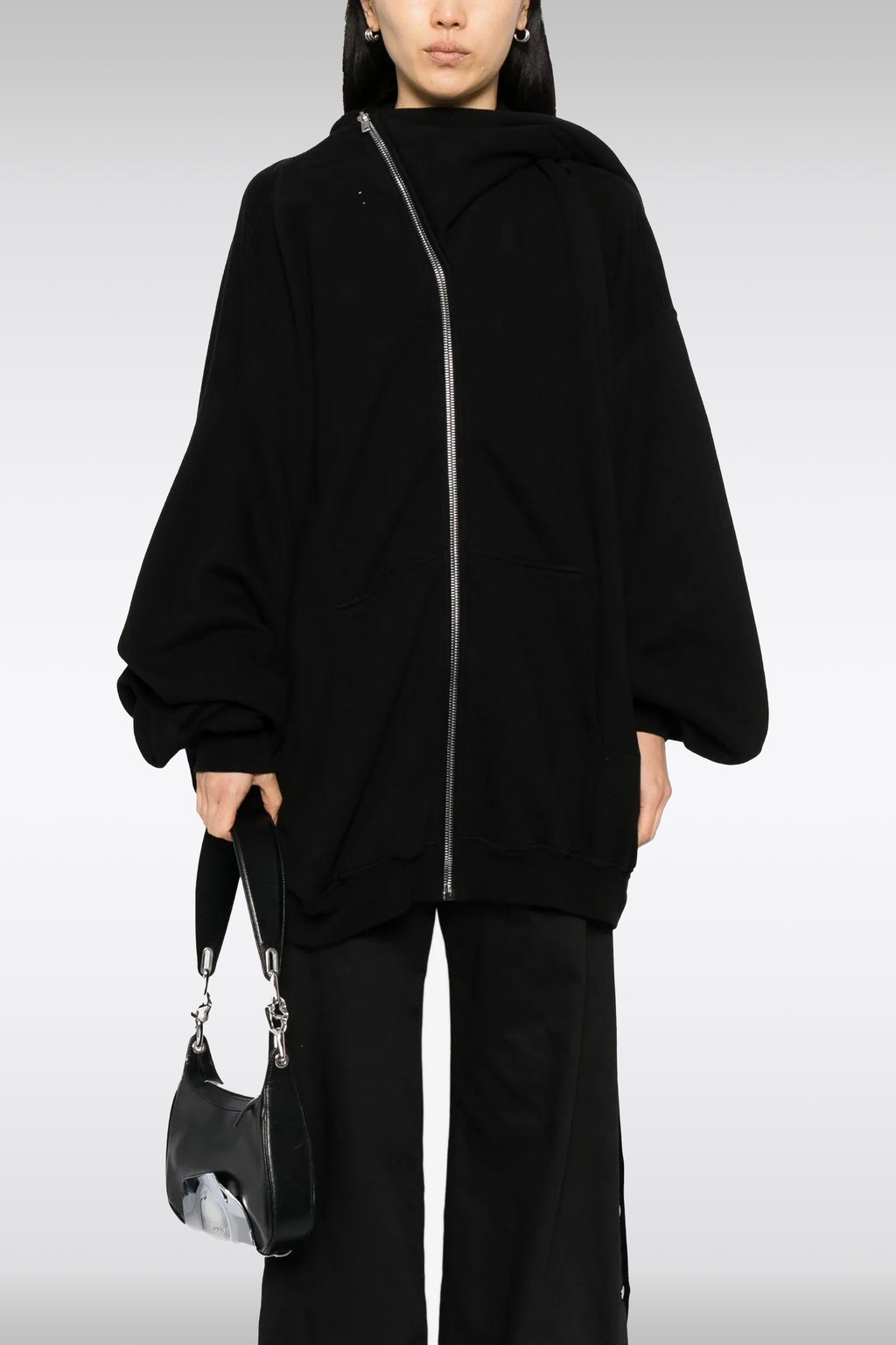alt-image__Black-cotton-oversized-hoodie-with-asymmetrical-zip-fastening---Megamountain