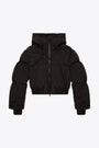 Piumino nero in nylon stropicciato con cappuccio - W Peyt Short New P1 