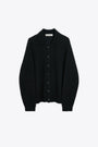 Cardigan nero in misto lana boxy fit - Evening Polo 