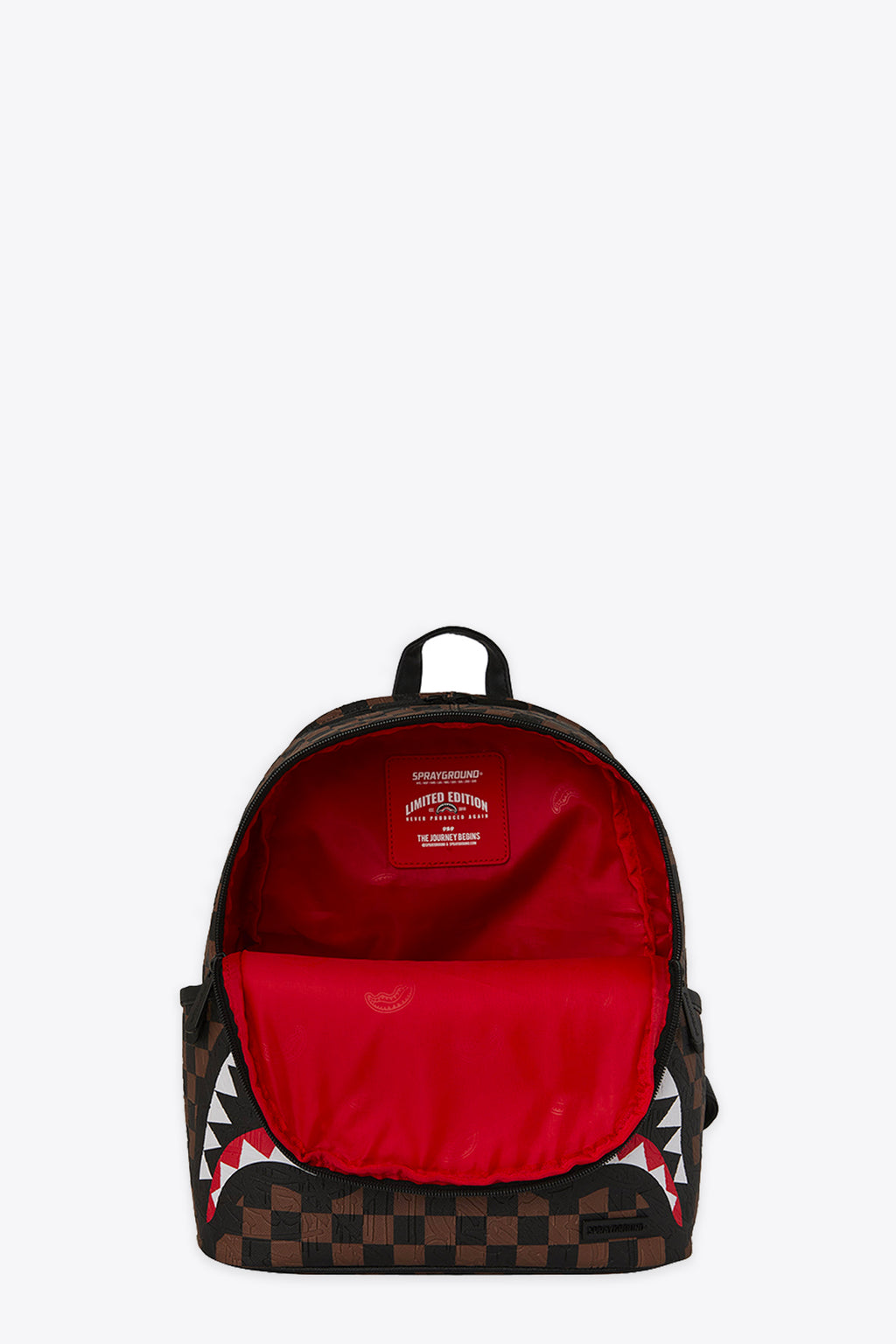 alt-image__Zaino-piccolo-in-pvc-a-scacchi-marrone-e-nero-con-bocca-shark----Check-2-Emboss-Savage-Backpack