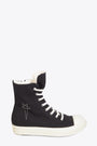 Sneaker alta in denim nero con ricamo pentagram - Sneaks 