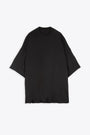 Black cotton oversized t-shirt with raw-cut hems - Tommy T 