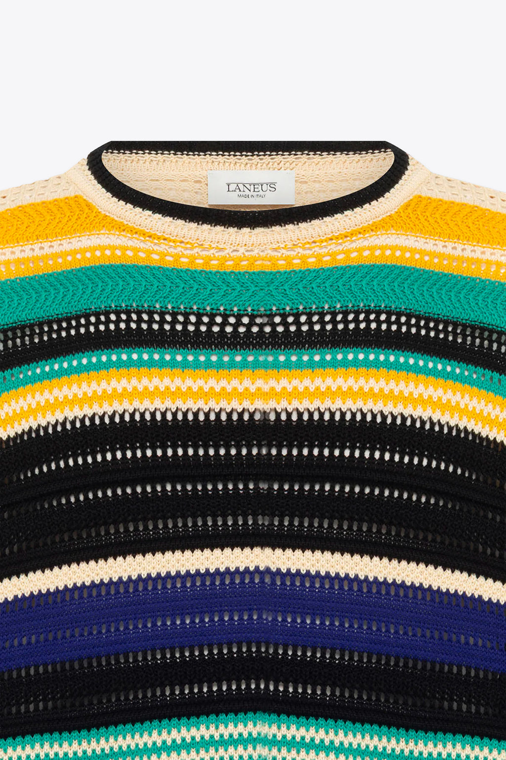 alt-image__Pullover-in-cotone-intrecciato-punto-rete-a-righe-multicolor