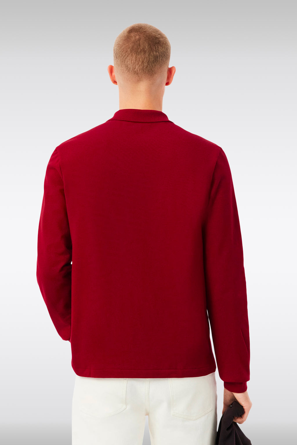 alt-image__Burgundy-piquè-cotton-polo-shirt-with-long-sleeves