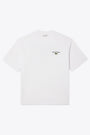 T-shirt bianca in cotone con slogan al petto e sul retro 