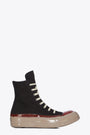 Sneaker alta in denim nero con suola in vinile beige e bordeaux - Sneaks 