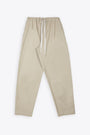 Beige cotton poplin baggy pant with contrast stitchings - Jogger Popeline 