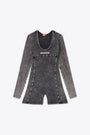 Grey stonewashed cotton playsuit with long sleeves - Karim Dnm 