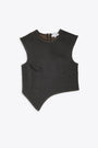 Dark grey denim sleeveless asymmetric top - Asymmetric Denim Top 