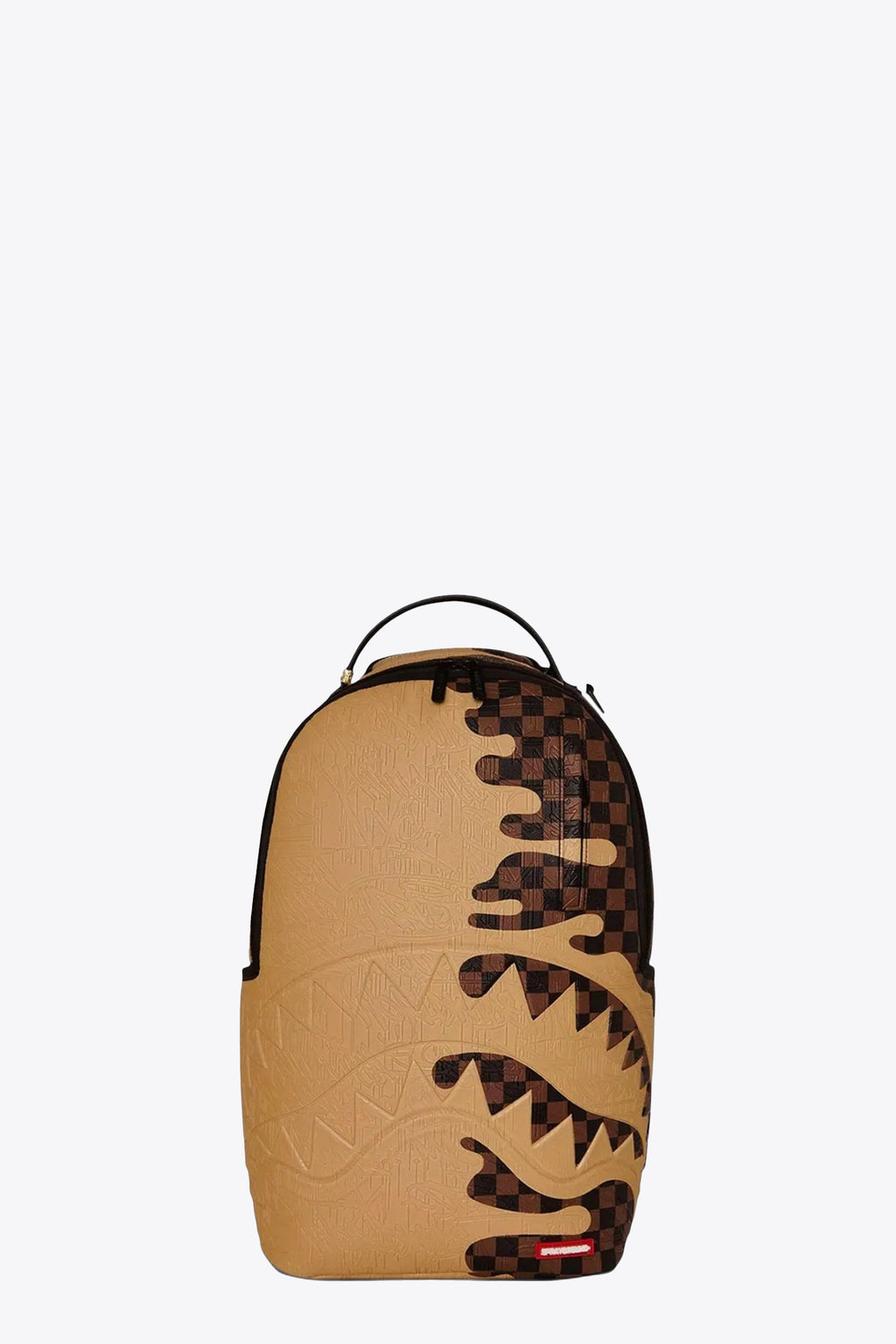 alt-image__Zaino-in-pvc-marrone-a-scacchi-con-effetto-colatura-beige---Henny-Melt-Backpack