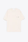 T-shirt oversize in cotone beige con logo al petto 