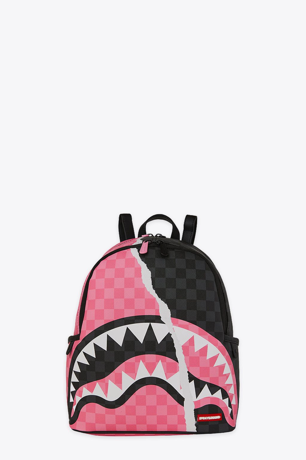 alt-image__Zaino-piccolo-in-pvc-a-scacchi-nero-e-rosa-con-bocca-shark---Pink-And-Black-Tear-Sip-Savage-Backpack