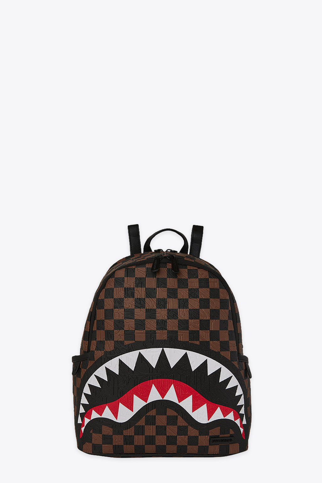 alt-image__Zaino-piccolo-in-pvc-a-scacchi-marrone-e-nero-con-bocca-shark----Check-2-Emboss-Savage-Backpack