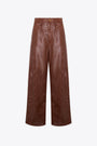 Pantalone 5 tasche in pelle perforata marrone - Elio Leather 5 Pockets 