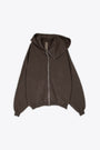 Felpa oversize in cotone marrone con zip - Megamountain 