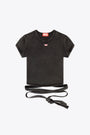 Stonewashed grey cotton t-shirt with criss-cross detail - T Bunny Tail R1 