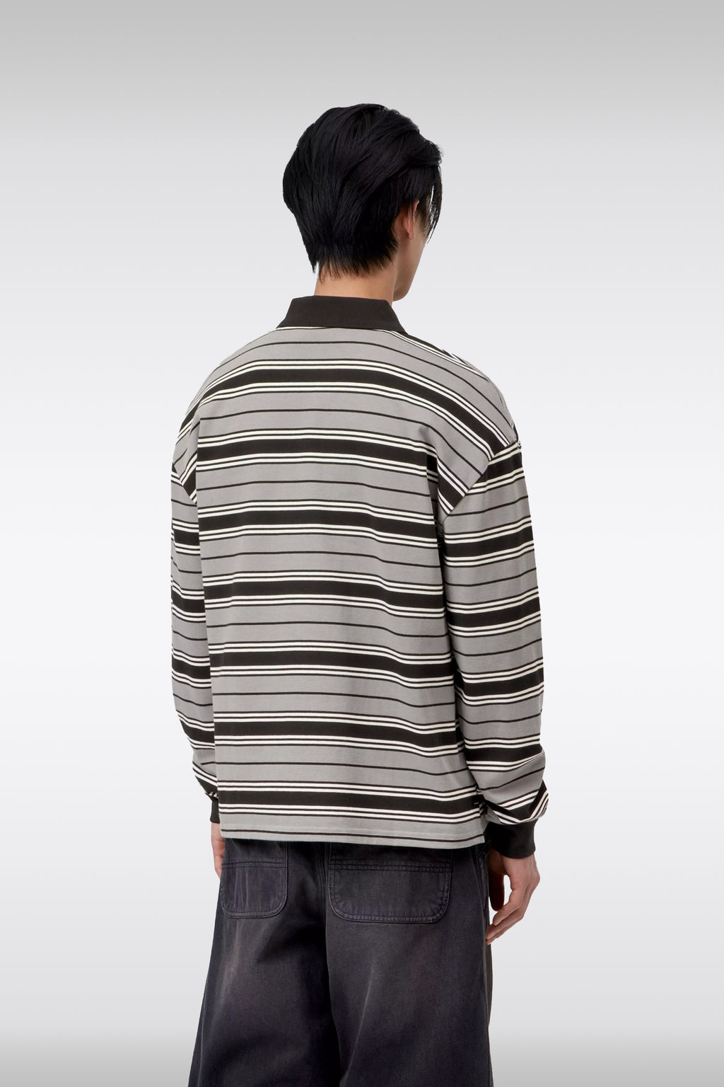 alt-image__Polo-in-cotone-a-righe-grigie-e-nere-con-mancihe-lunghe---L/S-Devitt-Rugby-Shirt
