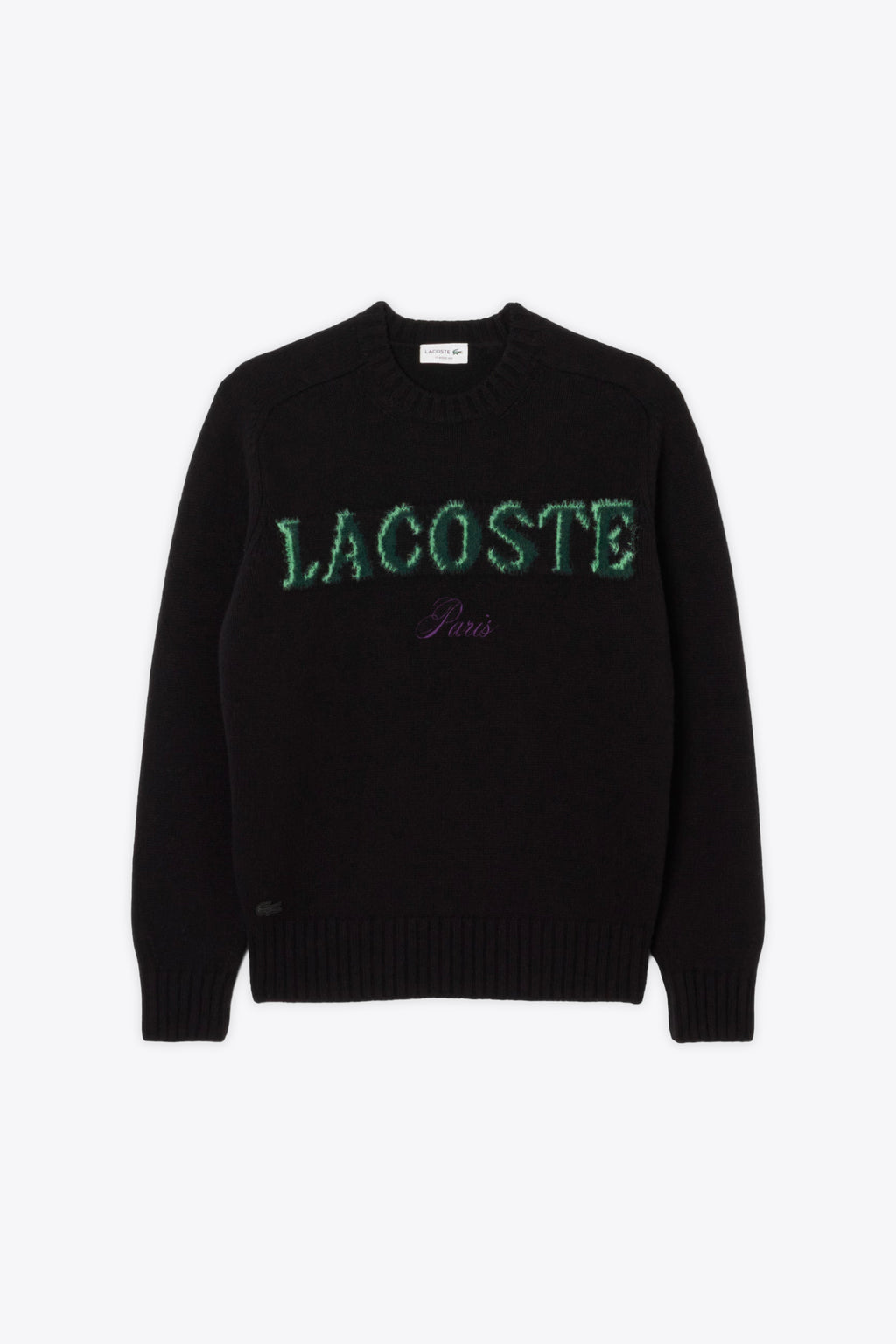 alt-image__Pullover-nero-in-lana-con-logo-jacquard-frontale