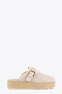 Lilac suede clog with jute wedge - Jute clog plain suede 