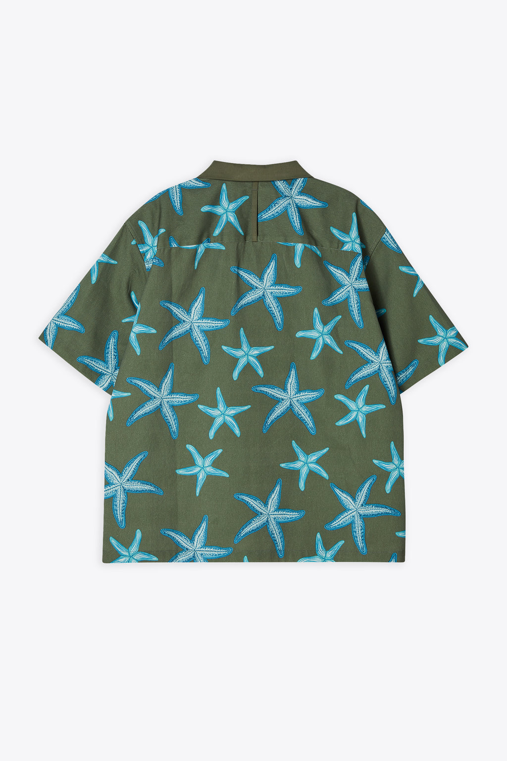 alt-image__Camicia-a-maniche-corte-in-cotone-verde-militare-con-stelle-marine---Starfish-Open-Collar-Half-Shirt