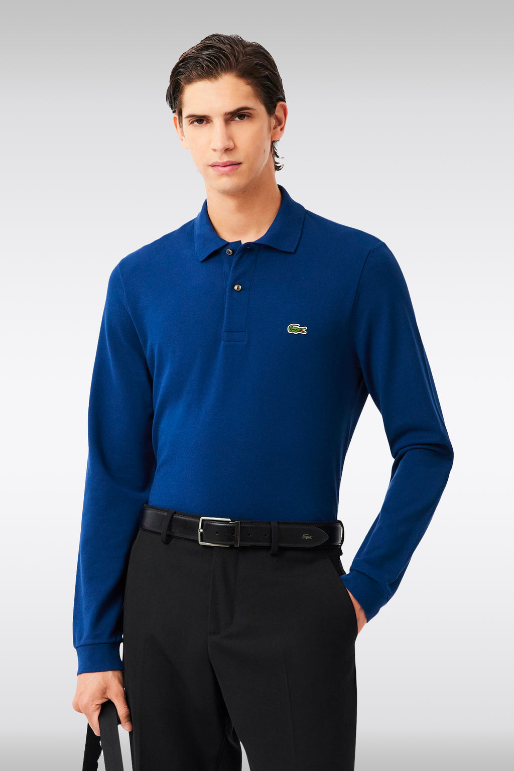 alt-image__Royal-blue-piquè-cotton-polo-shirt-with-long-sleeves